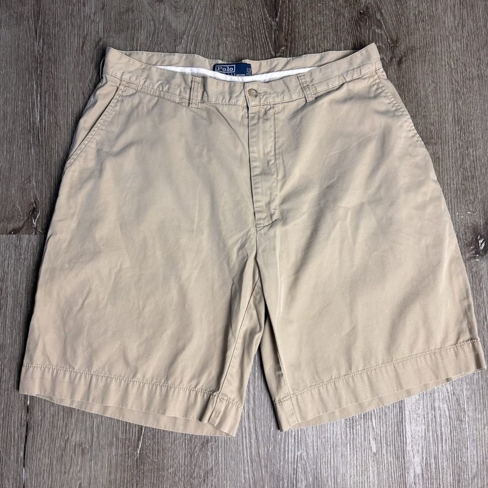 Polo Ralph Lauren Shorts Men's 36 Pockets Chino Casual 9" Beige Cotton